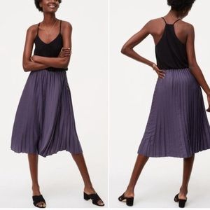 Loft Purple Silk Pleated Duet Dress